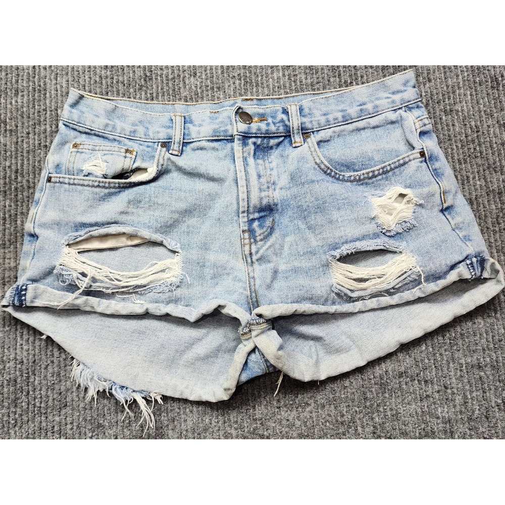 Billabong Distressed Denim Shorts Light Wash Cut Off Size 28